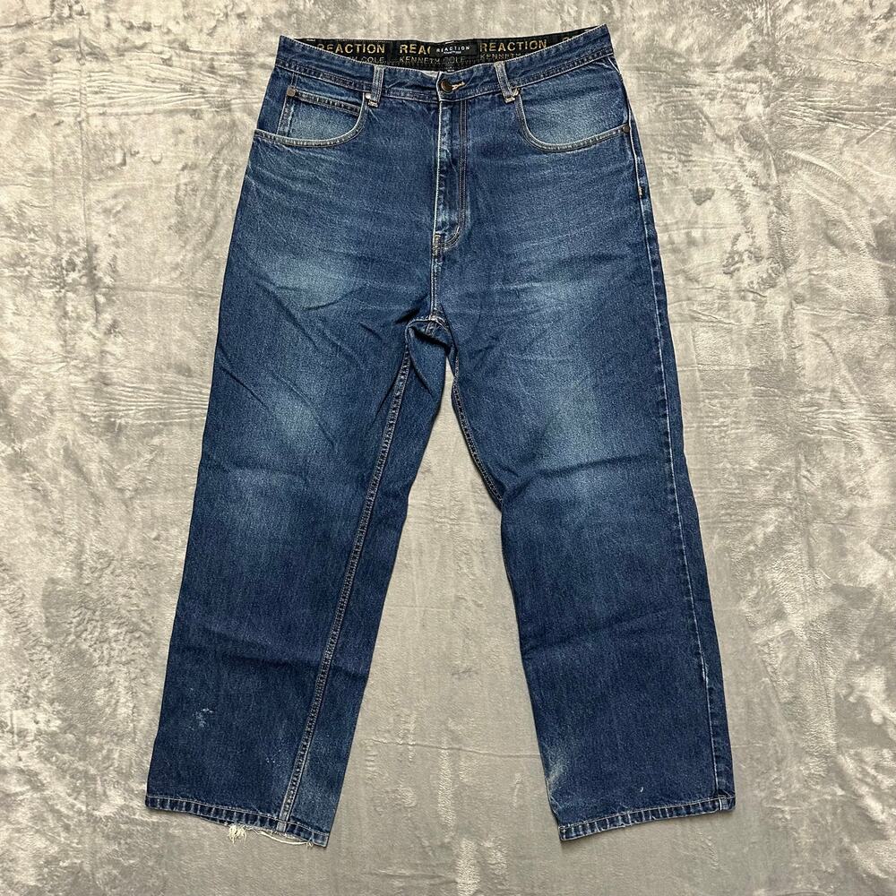 Vintage Reaction Kenneth Cole Straight Jeans Men’s Size 36x30‎ Dark Blue Denim